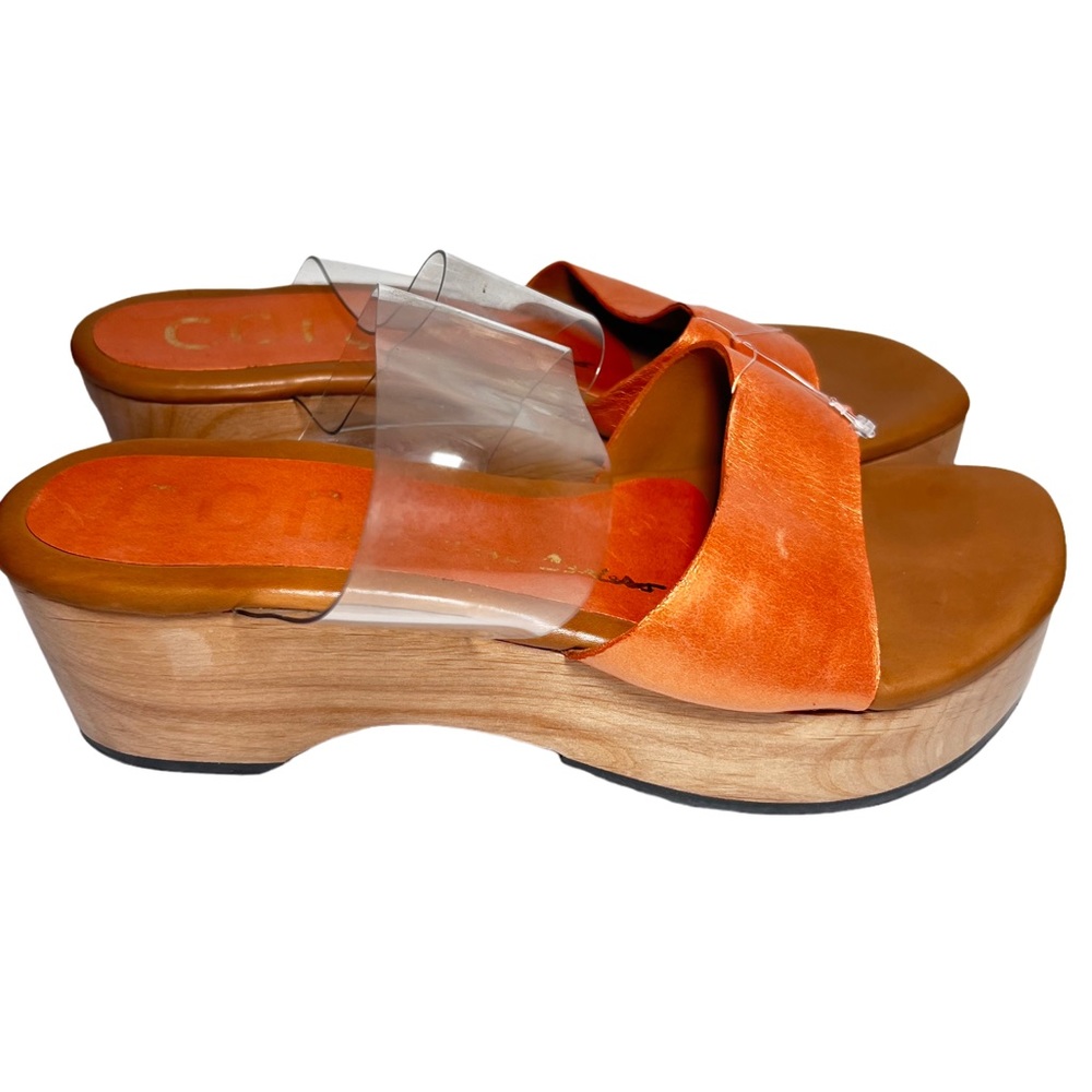 Calleen Cordero LA Orange and Clear Wedges Womens 9